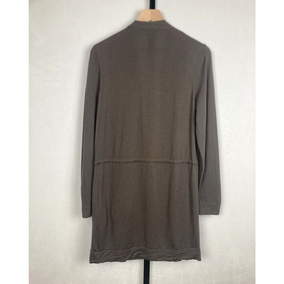 Lafayette 148 Long Cardigan 100% Wool Sz L Brown V-Neck Button Front Pockets - Picture 5 of 10